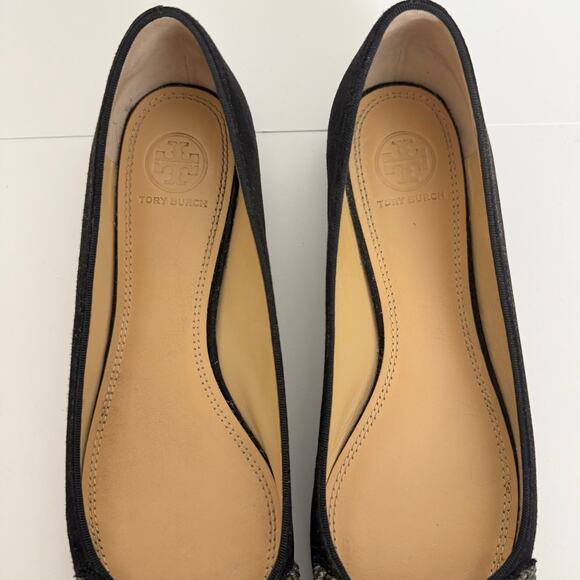 Tory Burch Vanessa Suede Rhinestone Bow Flats Sparkly Crystal Black US 8M - Picture 5 of 13